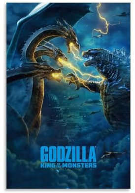LHLUCKY Godzilla (1) Poster auf Leinwand, Kunstposter, Wandbild, Druck, Wohnzimmerdekoration, Geschenk, Druck, modernes Zuhause, Schlafzimmer, Dekoration, Poster, Studio, ungerahmt, 30 x 45 cm