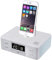 Altavoz inalámbrico Despertador Reloj de Radio Digital, iOS/Android Cargas de teléfonos celulares Radio FM Despertador Doble, Brillo Ajustable, White / 5948(White)
