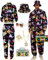 Ginkago 80s 90er Jahre Outfit Herren Retro 80er Kostüm mit Jacke Hose Hut Hip-Hop Halskette Ringe Aufblasbares Radio Disco Brille, Trainingsanzug Kostüm für Mottoparty Karneval (Schwarz, XL)