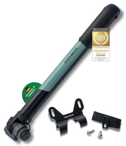 CONTEC Minipumpe Air Support Go Switch, 25 cm, aus Aluminium und Kunststoff, 8/5,5 bar/120/80 psi, für alle Ventile, inkl. Halterung, 1 Stück