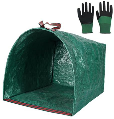 DAWRIS Sac de jardin déchet vert 150 L jardin sac à feuilles sac à déchets de jardin sacs de jardin stables pliables pour feuilles déchets débris comprenant 1 paire de gants de jardin