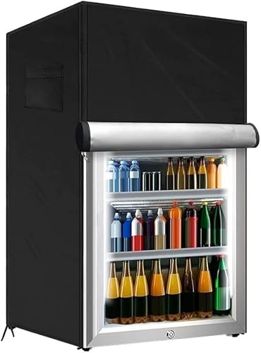 Copertura per frigorifero da esterno Oxford 210D, copertura per frigorifero verticale resistente e impermeabile, per proteggere congelatori verticali/frigoriferi per bevande (58*58*142CM, nero)