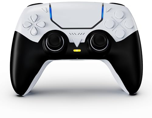Controlador para P5, control remoto inalámbrico P 5 compatible con P 5/PC/Steam Deck, soporte programable, vibración, sensor de 6 ejes, altavoz, silencio y conector de audio (blanco)