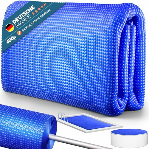 poolomio® Solarplane Pool rund Ø550 cm | Solarabdeckplane Poolabdeckung 400 µm zuschneidbar | Wärmedämmende Poolplane Noppenfolie Solarfolie | Robustes Solar Cover für Schwimmbad & Poolheizung