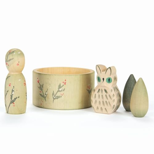 Ostheimer und Grapat - 80138 - Hello Winter, Set mit Eule (80143) und 4 Grapat Artikeln, in Geschenkverpackung, Holz, Handarbeit