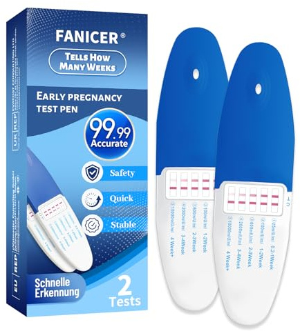 2 Stücke Schwangerschaftstest Mit Wochenbestimmung, Schwangerschaftstest Frühtest digital, Einzeln versiegelte Verpackung, Ergebnis innerhalb von 3 Minute, Zuverlässig und Einfach