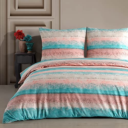 Buymax Bettwäsche 155x220 cm – Bettwäsche Set 2-teilig 155 x 220 cm, Renforcé 100% Baumwolle, Bettbezug mit 1 Kissenbezug 80x80 cm, Oeko-TEX, Reißverschluss, weich und atmungsaktiv