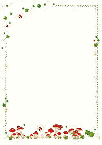 Briefpapier Set 10 Blatt inkl. 10 hochwertige Umschläge geripptes Feinpapier 100g/m² DIN A4 Druck PremiumLine cremefarbenes Schreibpapier Briefbogen Skorpion (Fliegenpilz)