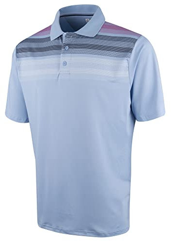 Island GREEN Men's CoolPass Stretch Quick Dry Breathable Polo Shirts, Sky Blue/White, XL