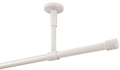 DécoProfi Gardinenstangen Weiß glänzend 1-läufig Ø 16 mm L: 140 cm I Endkappe mit Rille Gardinen/Vorhangstange im Set I Inklusive Träger, Befestigung und Endstücke I Decken- oder Wandbefestigung