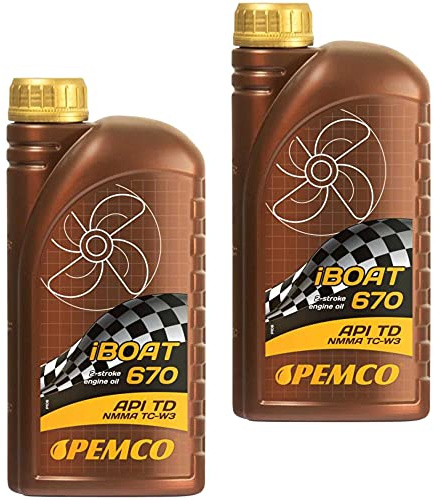 QR-Parts Set 85478501 PM0670-1 2x PEMCO 1 Liter iBOAT 670 Öl für Außenborder API TD NMMA TC-W3