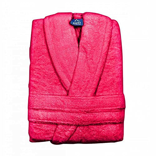 Alpes Blanc - Peignoir de bain mixte à Col Châle - 70% Coton et 30% Bambou 450g/m² - Ultra Doux, Ultra Absorbant et Hypoallergénique - Fuschia - Taille XXL