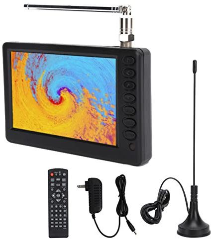 Acogedor 5 Inch Portable TV, 1080P ATSC Pocket Digital Car TV, with 1500mAh Rechargeable Battery, Support USB, TF Card, Mini Digital Television for Camping, Kitchen