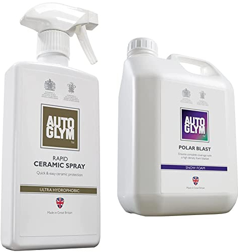 Autoglym Rapid Ceramic Spray, 500ml - Tropical Scented Ceramic Coating Car Spray For Superior Paintwork Protection & Polar Blast, 2.5L - Thick Snow Foam Pre-Wash pH Neutral Car Cleaner