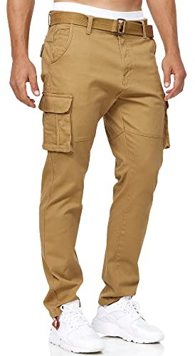 Indicode Hommes Mathen Cargo Pants | Pantalon Cargo composé à 98% de Coton. Ceinture Amber M