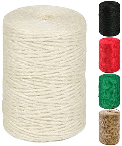 PerkHomy weiße Jute-Schnur, 1,8 m, lang, farbiges Schnur zum Basteln, Geschenkverpackung, Gartenarbeit und Hochzeitsdekoration (beige)