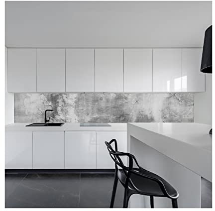 Küchenrückwand Spritzschutz Fliesenspiegel Küche Wandschutz Aluverbund Alte Putzwand Grau - 9650 120x50cm glänzend