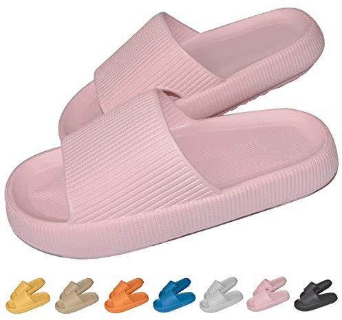 HIDARLING Badeschuhe Herren Damen Badeschlappen Wolke Hausschuhe Rutschfeste Badelatschen Schlappen (Rosa, adult, men, numeric_38, numeric_range, eu_footwear_size_system, numeric_39, medium)