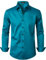 LucMatton Men's Stylish Stretch Wrinkle-Free Dress Shirt Formal Long Sleeve Slim Fit Button Down Shirts for Wedding Party Teal Medium