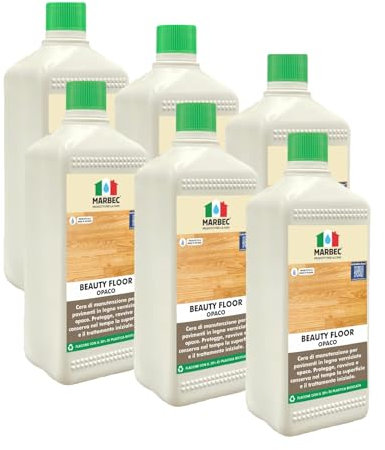 MARBEC BEAUTY FLOOR OPACO 1LTX6PZ Cera di manutenzione per legno verniciato opaco. Protegge, ravviva e conserva la superficie e il trattamento iniziale.