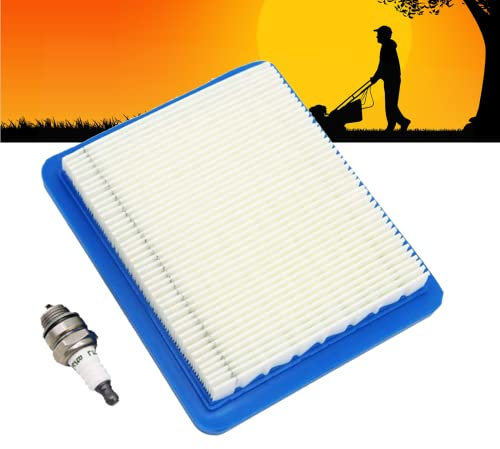 hipyzzz Luftfilter & Zündkerze für Rasenmäher mit Briggs & Stratton Quantum Motor 625 650 675 Ersetzt 491588 399959 491588S Wolf 2058411, Champion RJ19LM / NGK B2LM