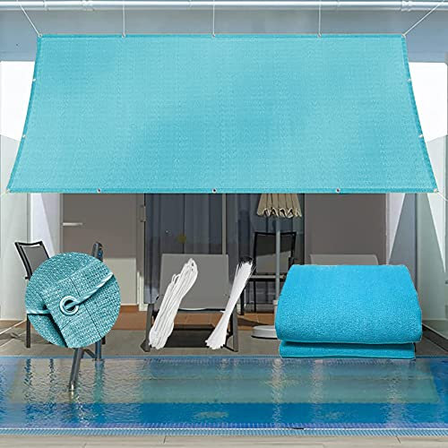 Tenda a Vela, Traspirante 2 x 3 m Protezione UV 95% Traspirante Tela Vela Ombreggiante Corde da 1×5 m per Giardino, Balcone, Piscina, Blu Cielo