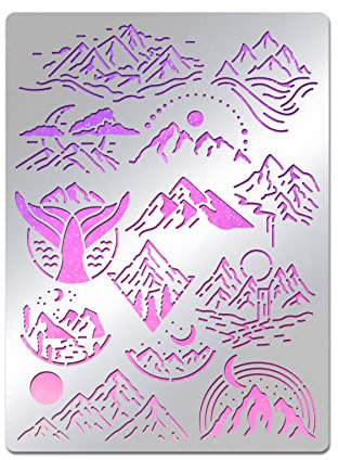BENECREAT Mountain Elements Collection Edelstahl-Schneideschablone, 14x19 cm Wiederverwendbare Edelstahlschablone Für DIY-Alben, Zeichenschablone Für Dekorative Prägemalereien