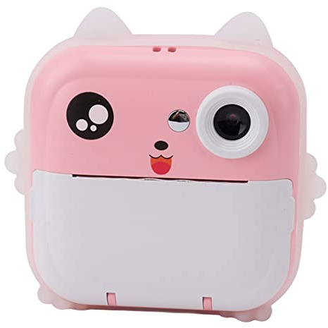 Sofortbildkamera, 24MP 5V 1080P 720P 2.4in Display Intelligente Foto-Videokamera One Button Video USB Laden Bighead Sticker Design Sofortbildkamera für Weihnachten Geburtstag (Rosa)