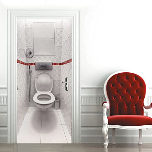 Türtapete Selbstklebend Abstrakte Toilette 3d Türaufkleber Wandbilder Türposter Fototapete PVC DIY Türbild Vinyl Wasserdichte Entfernbar Mauer Aufkleber Zuhause Dekor B77 x H200cm