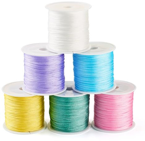 PandaHall - 6 rotoli di filo di nylon intrecciato da 0,8 mm, per nodi cinesi, macramè, perline per fai da te, bracciali, collane e gioielli