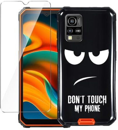 LYZXMY Hülle für Blackview BV4800(6.56) Schwarz Handyhülle + 1 Stück Gehärtetes Glas Schutzfolie, Case Weich Silikon TPU Schutzhülle Cover -DUO5