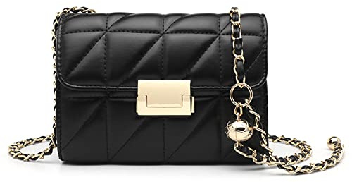 NICOLE & DORIS Umhängetaschen Damen mit Kette Mode Handtasche Kleine Schultertaschen PU Leder Crossbody Bag Abendtasche Satchel Tasche Schwarz