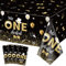 4 Stück Mr Onederful 1. Geburtstag Tischdecken - Rechteckige Schwarz Gold Tabelle deckt 1. Geburtstag Dekorationen für Jungen Kinder Baby ersten Geburtstag Dusche Party Supplies, 130x220cm
