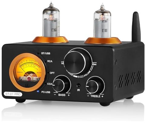 COYEUX Amplificatore di Potenza da 200 W, Amplificatore valvolare Bluetooth 5.0 Ricevitore Stereo DAC USB, con misuratore VU, Amplificatore Digitale Audio Domestico coassiale/OPT