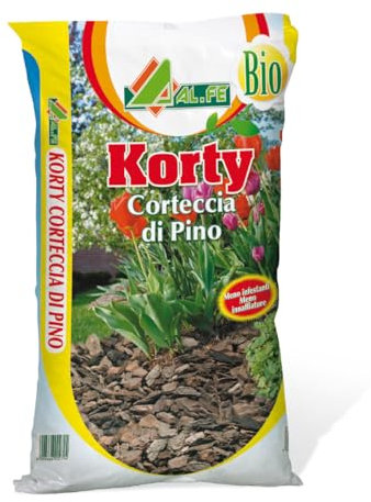AL.FE Korty 60 Lt Corteccia di Pino per Pacciamatura 15/35 Mm Ammendante Terriccio Naturale