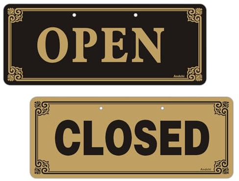 Andchi Open & Closed Hanging Door Sign, Double Sided Door Sign with Double Sided Tips, 3mm Acrylic, Non Fading (Acrylic 25 * 10)