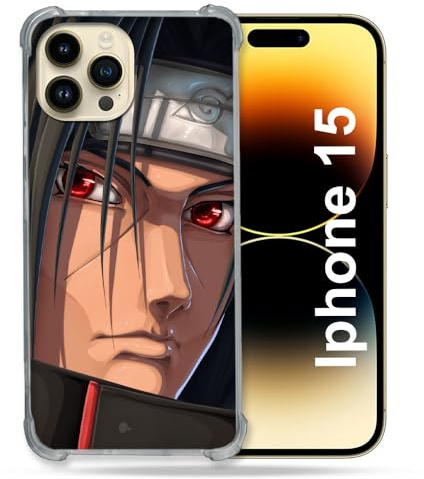 Cokitec Verstärkte Schutzhülle für iPhone 15 (6,1 Zoll), Manga Naruto Itachi Gesicht