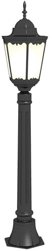 Outsunny Lampe de jardin lampe d'extérieur Hongkong lampadaire d'extérieur abat-jour en verre culot E27 cadre en aluminium Ø23 x 114H cm noir
