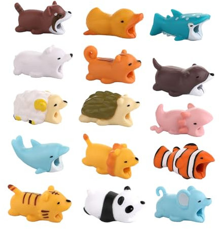 Protector de Cable de Cargador, Diseño de Animales, 15pcs Animal Cable Protector