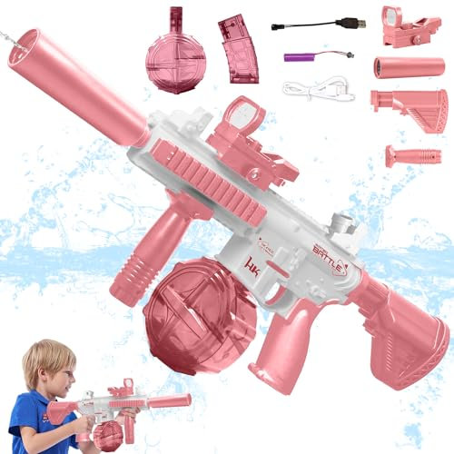 Pistola de Agua Eléctrica para Adultos y Niños, Pistolas Agua Automáticas, Potente Pistola De Agua Eléctrica, Juguetes de Pistola de Agua Electronica para Playa Partido Jardín (Rosa)