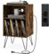 COSTWAYGiradischi Vintage Stand di Legno, Tavolino 3 Livelli con 5 Scomparti di Archiviazione Record in Vinile, Gabinetto del Supporto in Vinile per Soggiorno e Camera da Letto (Marrone Rustico)