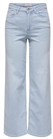 ONLY Onlmadison Blush Hw Wide DNM Cro495 Noos pour Femme, Denim Bleu Clair, L / 32L