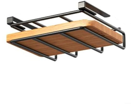 PETSTIBLE Aufbewahrungsregal mit Haken, Papierhandtuchhalter, Kleiderbügel, Schneidebrett, Topfdeckel, Lappen (schwarz A)