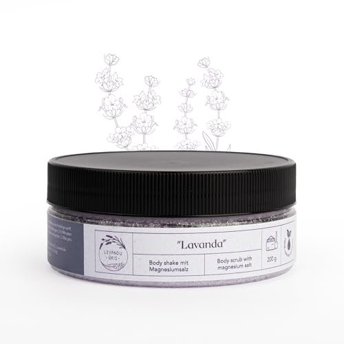 Exfoliante Corporal con Sales de Epsom y Aceite de Lavanda Natural, Suaviza y Nutre la Piel, Scrub Corporal 200g para Cuerpo y Baño - Levandu Ukis