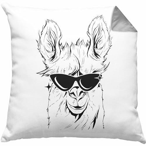 Trendation Llama Alpaka Kissen mit Füllung 40x40 Geschenk Lama Geschenkidee für Lama-Fans (Grau)