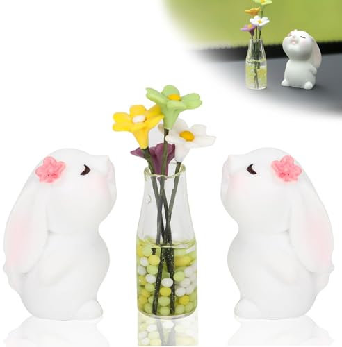Irikdescia Süße Bunny Und Gänseblümchen Vasen Autozubehör Innenraum Deko, Lustige Autodekoration, Auto Gadgets Innenraum, Niedliche Auto Deko Geschenke