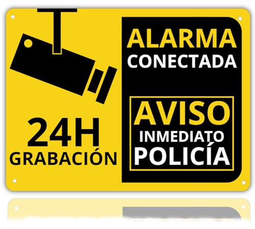 LEIASA | Cartel Aluminio Zona Videovigilada - 21x28 cm - Reflectante - Grosor 0.8 mm - Cartel Videovigilancia - Impresión UV - Resistente Exterior - (Cartel Videovigilancia)