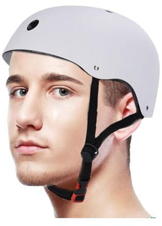 Fahrradhelm Helm Skateboardhelm Mit Verstellbarem Riemen, Multisport-Fahrradhelm Für Fahrradhelme Fahrrad Helm(White,S)