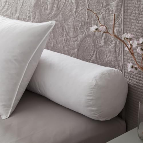 Générique TRAVERSIN Blanc ENVELOPPE 100% Coton GRANISSAGE Fibre Creuse DIAMETRE 21 CM Existe en 3 Tailles 90/140 /160 Fabrication française (90 x 190 cm 1 Place)