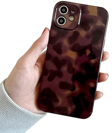 Reownest Case for iPhone 12 with Cute Fashion Cool Amber Aesthetic Design Simple Brown Case for Soft Slim Protective Shockproof Phone Cover for iPhone 12 -Amber